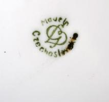 Csehszlovák porcelán halas tál, matricás, hibátlan, jelzett, d: 23 cm