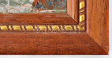 Dézsi Éva (1929-): Gyönyörködő. Olaj, farost, jelzett,  keretben, 9×13 cm