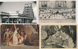 Kb. 800 db VEGYES képeslap dobozban, pár háború előtti motívumlappal, vegyes minőség; sok magyar fek...