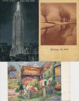 Kb. 800 db VEGYES képeslap dobozban, pár háború előtti motívumlappal, vegyes minőség; sok magyar fek...