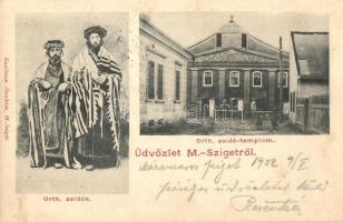 Máramarossziget, Sighetu Marmatei; Ortodox zsidók, ortodox zsinagóga, kiadja Kaufman Ábrahám / orthodox jews and synagouge (ázott / wet damage)