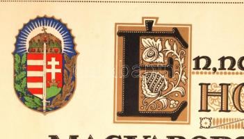 1929 Bp., Horthy Miklós által kiadott vitézzé avatásról szóló oklevél, Horthy bélyegzős aláírásával,...