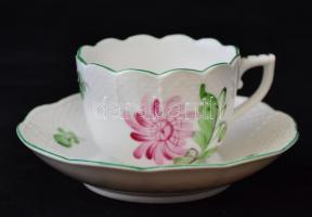 Herendi Tertia virág mintás mokkás készlet, kézzel festett, hibátlan, jelzett