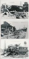 cca 1945 A lebombázott Kelenföldi pályaudvar, modern fotómásolatok, hátuljukon feliratozva, 9×14 ill...