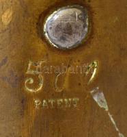 Régi réz korsó, jelzett (Patent), 5 dl, m: 14 cm