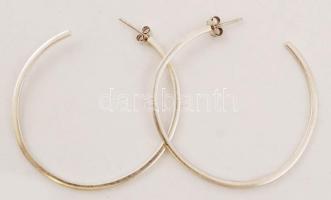 Ezüst karika-fülbevaló, Ag, nettó: 4,9gr., jelzés nélkül, d:5cm /Silver hoop earrings, Ag, gross:4,9 gr.,  without hallmark,  d:5cm