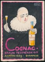 Kónya Zoltán (1891-?): Cognac, plakátterv, vegyes technika, papír, 15,5×12 cm