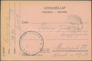 1916 Tábori posta levelezőlap K.u.k. INFANTERIEREGIMENT No.72 / 5. BATAILLON + TP 59