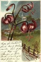 Turbánliliom / Lilium Martagon flower, A.H. Johns Kunstverlag, litho (EK)
