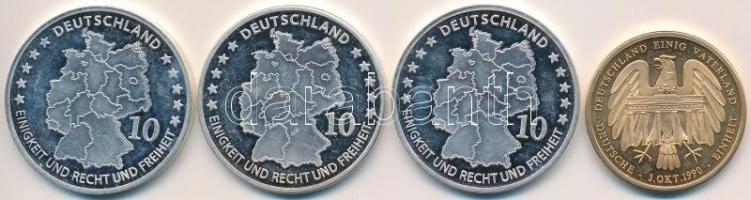 Németország 1990-2011. 4dbklf fém emlékérem, benne "Női futball", 125 éves az automobil&qu...