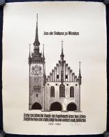 Olvashatatlan jelzéssel: Das alte Rathaus zu München. Fametszet, papír, 61x48 cm