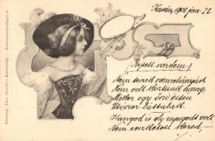 Lady, Theo. Stroefers Kunstverlag Renaissance-Postkarte 3., Art Nouveau