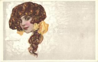 Italian art postcard, lady, Anna &amp; Gasparini 465-3.  s: T. Corbella