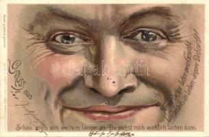 1898 Schau mich von weitem langer an Du siehst mich wirklich lachen dann / Face, humour, Nordwestd. Antiquariat litho