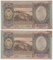 1943. 1000P (4x) közeli sorszámúak T:II,II- fo