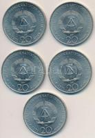 NDK 1971A 20M "Ernst Thälmann" (5x) T:1-,2
GDR 1971A 20 Mark "Ernst Thälmann" (...