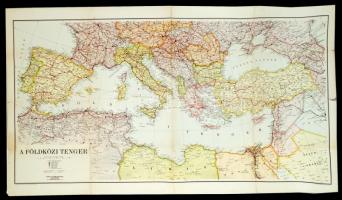 cca 1940 Kokai Lajos: A Földközi tenger térképe,  / Map of the Mediterranian 112x65 cm