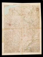 cca 1916 Az I. világháború nyugati front térképe 70x90 cm kopásokkal