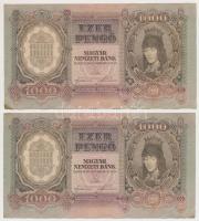 1943. 1000P (2x) közeli sorszámúak T:I-,II fo.