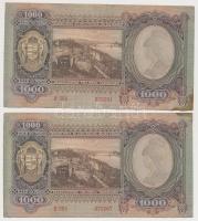 1943. 1000P (2x) közeli sorszámúak T:I-,II fo
