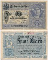 7db-os vegyes bankjegy tétel, benne Franciaország/Szövetséges katonai kiadás 1944. 2Fr, Német Biroda...