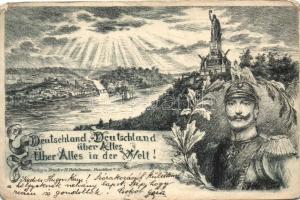 Deutschland, Deutschland über Alles Über Alles in der Welt! / German patriotic WWI propaganda, Emperor Wilhelm II, etching (EK)