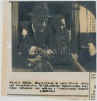 1947 Károlyi Mihály a Magyar Köztársaság párizsi nagykövete, 3 db nyomdatechnikai filmen levő diapozitív riportkép a hozzárendelt szöveggel, 8x9 cm és 10x14 cm közötti méretekben