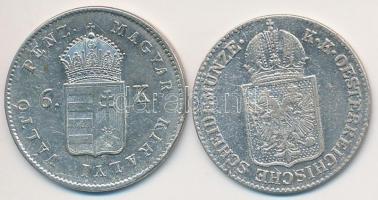 1849NB 6kr Ag + Ausztria 1849A 6kr Ag T:2-