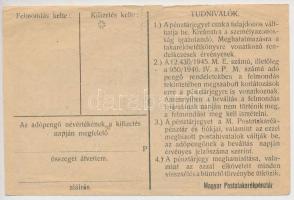 1946. 10.000AP nem kamatozó Pénztárjegy "Másra Át Nem Ruházható" T:III