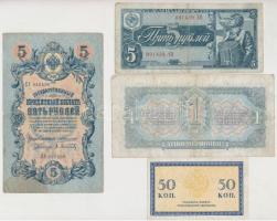 Orosz Birodalom 1909-1912. (1905) 5R. Szign.: Konshin + 1915. 50k + Szovjetunió 1937. 1R + 1938. 5R ...