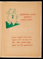 cca 1970 A Zöldhordó vendéglő étlapja tréfás grafikákkal, versekkel