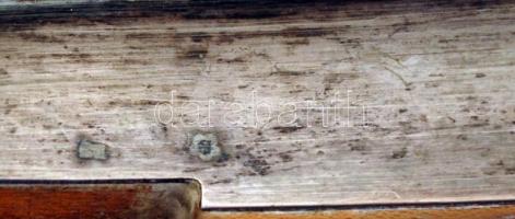 Szecessziós ezüst (Ag.) tükör, fa hátlappal és hiányos támasztórésszel, eredeti csiszolt tükörrel, j...