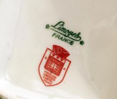 Életképes Limoges porcelán edény, matricás, jelzett, fedelén kis lepattanással, m: 18,5 cm