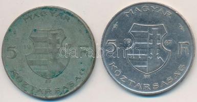 1947. 5Ft Ag "Kossuth" (2x) T:2-,3 patina