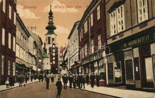 Pozsony, Bratislava; Mihály kapu utca, H. Wimmer üzlete / street, shop (EK)