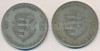 1947. 5Ft Ag "Kossuth" (2x) T:2-,3