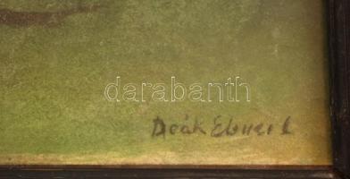 Deák jelzéssel: Cipekedők. Tempera, papír, üvegezett keretben, 23×29 cm