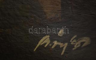 Olvashatatlan jelzéssel: Házak. Olaj, karton, keretben, 27×44 cm