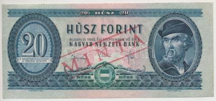 1965. 20Ft hamis "MINTA" felülnyomással / with fake "MINTA" overprint T:III