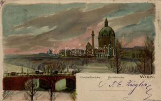 1899 Vienna, Wien; Elisabethbrücke, Karlskirche / bridge, church, Kunstanstalt J. Miesler, litho (EK)