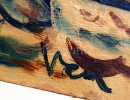 Vén jelzéssel: Nyári hangulat. Olaj, falemez, 49×47 cm