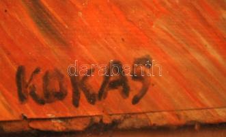 Kokas jelzéssel: Színek. Olaj, karton, üvegezett keretben, 32×25 cm