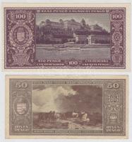 1945. 50P + 100P "BÜNTETÉS" szóban "N" felett lemezhiba T:I-,II,III