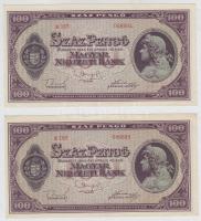 1945. 100P (2x) sorszámkövetők, "BÜNTETÉS" szóban "N" felett lemezhiba T:I-