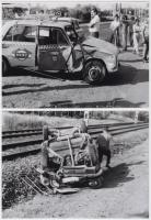 cca 1975 Karambolos autók, 4 db helyszíni fotó modern nagyításban, 13x18 cm