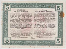 Montenegró / Császári és Királyi Katonai Közigazgatás 1917. 5P T:III fo.
Montenegro / Army Administ...