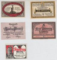 Németország / Weimari Köztársaság 1919-1921. 5pf-50pf 5db klf szükségpénz T:I,I-,III Germany / Weimar Republic 1919-1921. 5 Pfennig - 50 Pfennig 5pcs of diff. necessity notes C:UNC,AU,F