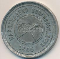 1865. "Bohóc estély a lövöldében - Pest" fém emlékérem. Szign.: C. Braun (32mm) T:2- ph