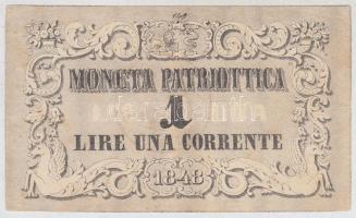 Olasz Államok / Velence / Moneta Patriottica 1848. 1L hátoldalon bélyegzéssel T:III Italian States / Venice / Moneta Patriottica 1848. 1 Lire with stamp on the back C:F Krause S185