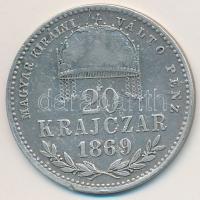 1869KB 20kr Ag "Magyar Királyi Váltó Pénz" T:2- kis ph. Adamo M10.1